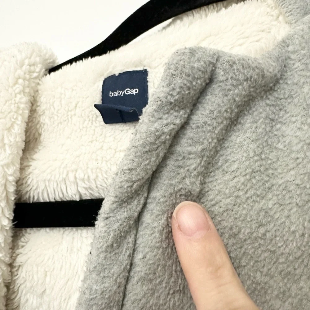 Baby Gap Gray Fleece Sherpa Convertible Bundler Bunting Snowsuit 6-12 Months
